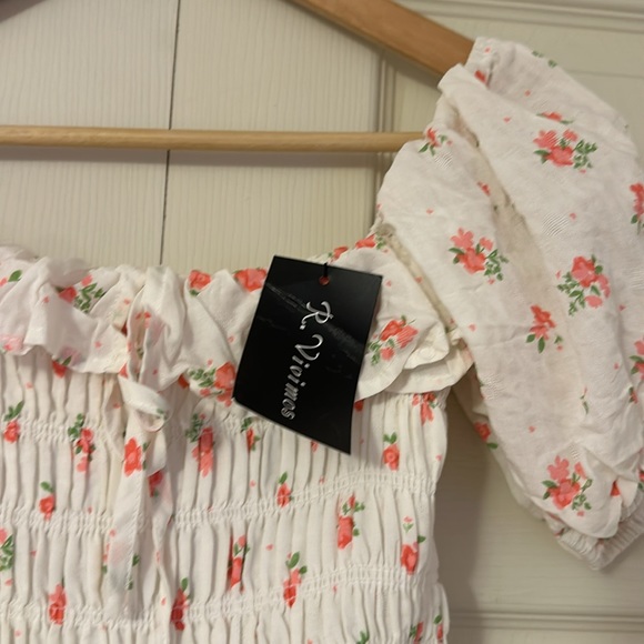 NWT R.Vivimos Summer Floral Print Puff Sleeves Vintage Ruffles Midi Dress size M - Picture 11 of 12